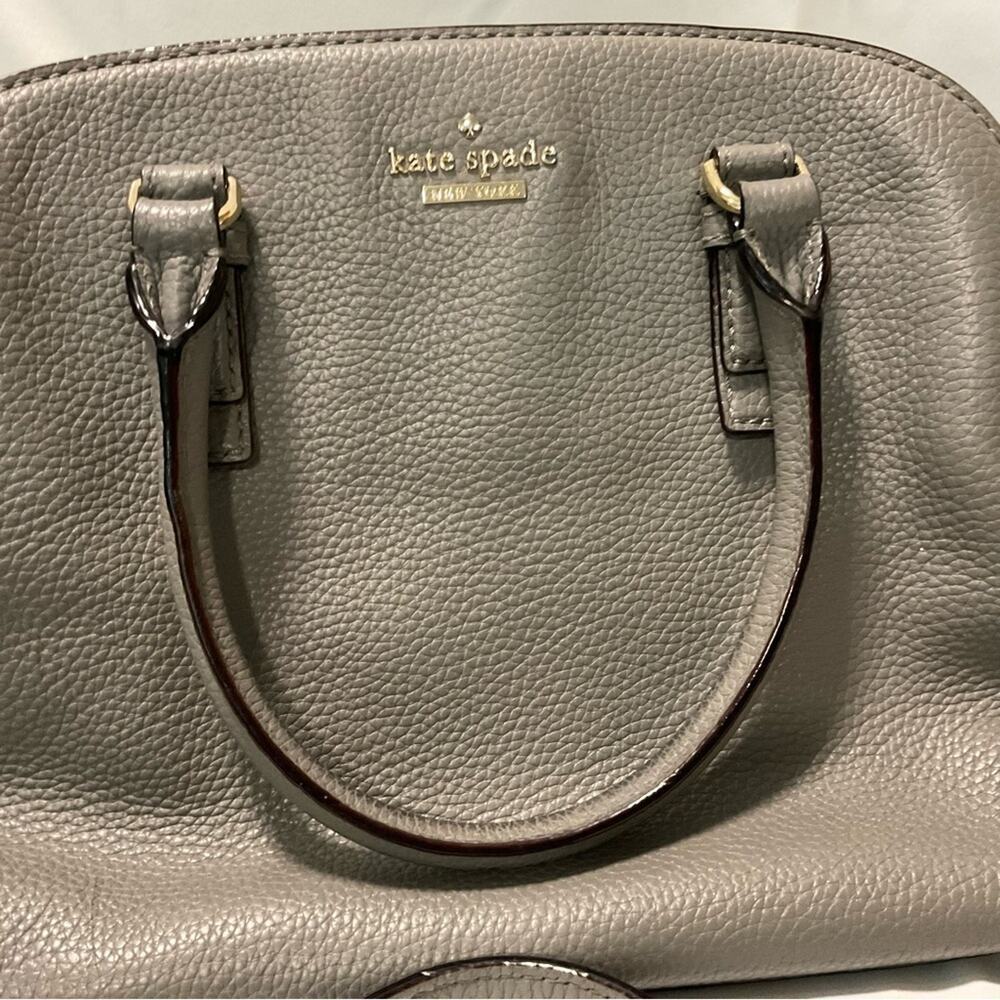Kate Spade Jackson Street Lottie Leather Handbag Purse Crossbody Gray Classic - Picture 3 of 15